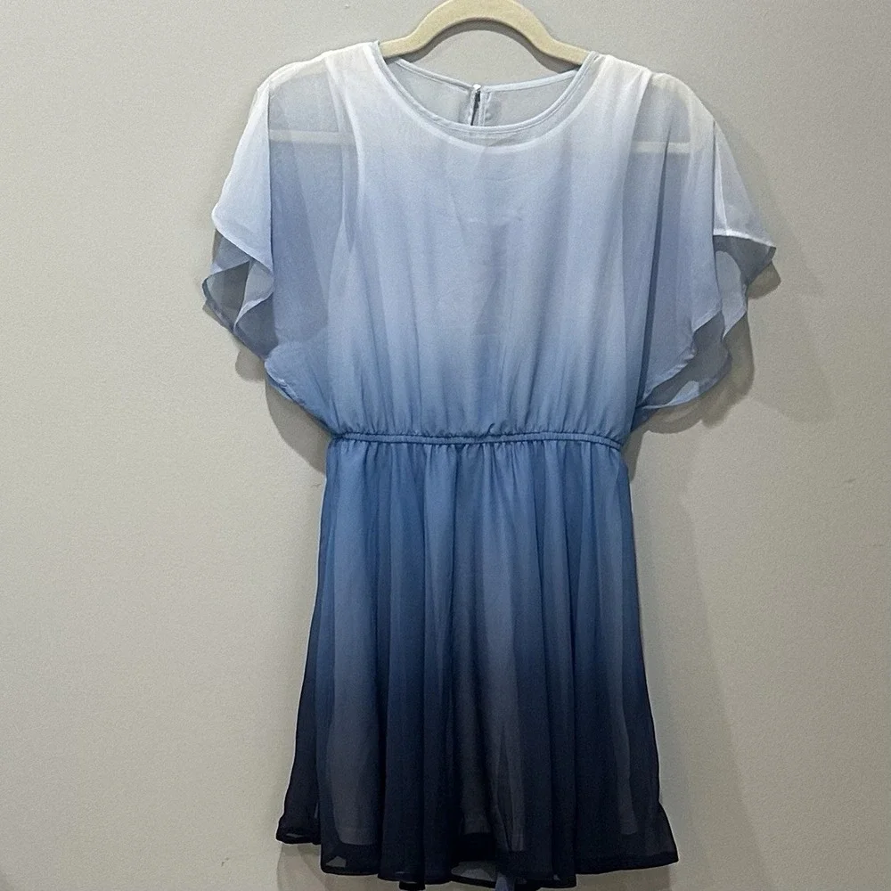 H&M blue Chiffon Ombre pattern dress‎ NWT size 16/18